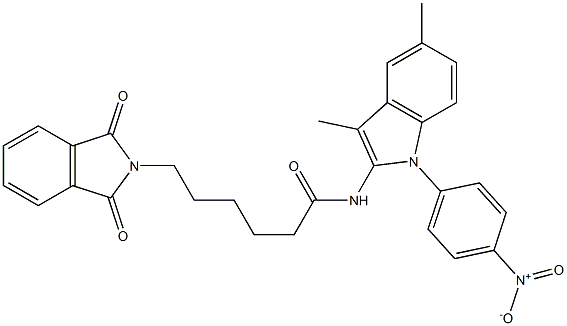 N-[1-(4-Nitrophenyl)-3-methyl-5-methyl-1H-indol-2-yl]-6-(1,3-dioxoisoindolin-2-yl)hexanamide Struktur