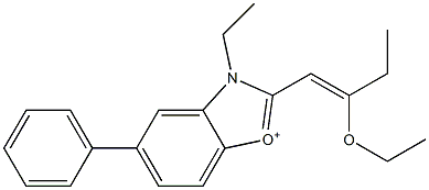 2-(2-Ethoxy-1-butenyl)-3-ethyl-5-phenylbenzoxazol-1-ium Struktur