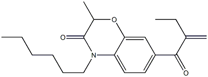 4-Hexyl-2-methyl-7-(2-ethylacryloyl)-4H-1,4-benzoxazin-3(2H)-one Struktur