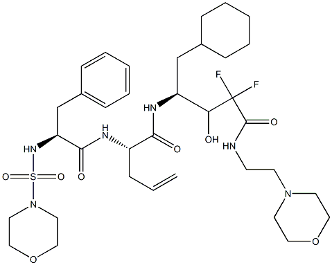 (4S)-4-[(S)-2-(N-Morpholinosulfonyl-L-phenylalanylamino)-4-pentenoylamino]-5-cyclohexyl-2,2-difluoro-3-hydroxy-N-(2-morpholinoethyl)pentanamide Struktur