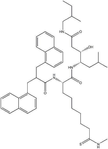 (3S,4S)-4-[(S)-2-[2,2-Bis(1-naphthalenylmethyl)-1-oxoethylamino]-8-[methylamino(thiocarbonyl)]octanoylamino]-3-hydroxy-6-methyl-N-(2-methylbutyl)heptanamide Struktur