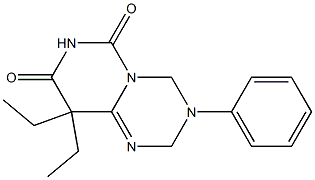 9,9-Diethyl-3-phenyl-3,4-dihydro-2H-pyrimido[1,6-a]-1,3,5-triazine-6,8(7H,9H)-dione Struktur