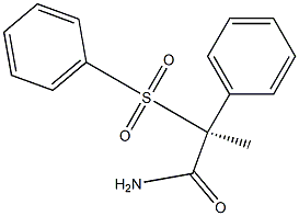 [S,(+)]-2-Phenyl-2-(phenylsulfonyl)propionamide Struktur