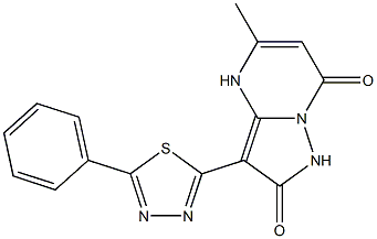 5-Methyl-3-(5-phenyl-1,3,4-thiadiazol-2-yl)pyrazolo[1,5-a]pyrimidine-2,7(1H,4H)-dione Struktur