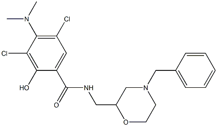 N-(4-Benzylmorpholin-2-ylmethyl)-3,5-dichloro-4-(dimethylamino)-2-hydroxybenzamide Struktur