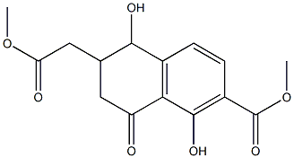 4,8-Dihydroxy-7-(methoxycarbonyl)-1-oxo-1,2,3,4-tetrahydro-3-naphthaleneacetic acid methyl ester Struktur