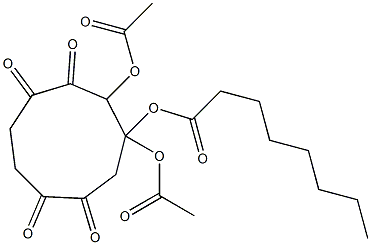 2,3-Bis(acetyloxy)-3-octanoyloxy-1,5-dioxa-6,9-dioxocyclononane Struktur