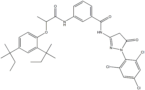 1-(2,4,6-Trichlorophenyl)-3-[3-[2-(2,4-di-tert-pentylphenoxy)propionylamino]benzoylamino]-5(4H)-pyrazolone Struktur