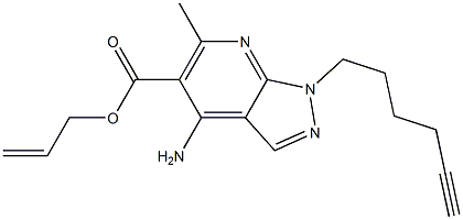 1-(5-Hexynyl)-4-amino-6-methyl-1H-pyrazolo[3,4-b]pyridine-5-carboxylic acid 2-propenyl ester Struktur