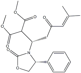 2-[(1S)-3-Oxo-1-[(4R)-2-oxo-4-phenyloxazolidin-3-yl]-5-methyl-4-hexenyl]malonic acid dimethyl ester Struktur