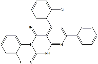 3,4-Dihydro-3-(2-fluorophenyl)-4-imino-5-(2-chlorophenyl)-7-phenylpyrido[2,3-d]pyrimidine-2(1H)-thione Struktur