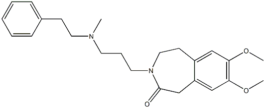 4,5-Dihydro-7,8-dimethoxy-3-[3-[N-methyl-2-(phenyl)ethylamino]propyl]-1H-3-benzazepin-2(3H)-one Struktur