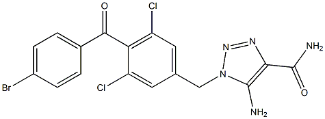 5-Amino-1-[4-(4-bromobenzoyl)-3,5-dichlorobenzyl]-1H-1,2,3-triazole-4-carboxamide Struktur