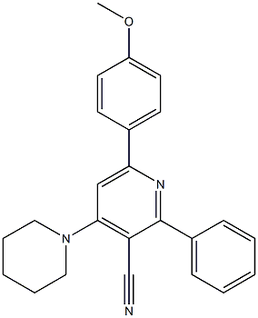 2-Phenyl-4-piperidino-6-(4-methoxyphenyl)pyridine-3-carbonitrile Struktur