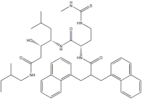 (3S,4S)-4-[(S)-2-[2,2-Bis(1-naphthalenylmethyl)-1-oxoethylamino]-4-[3-methyl(thioureido)]butyrylamino]-3-hydroxy-6-methyl-N-(2-methylbutyl)heptanamide Struktur