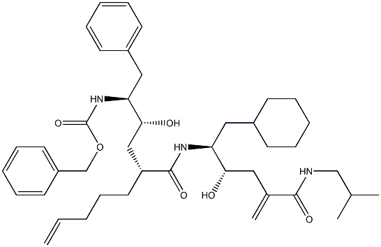 (4S,5S)-6-Cyclohexyl-5-[[(2R,4R,5S)-6-phenyl-5-(benzyloxycarbonylamino)-4-hydroxy-2-(4-pentenyl)hexanoyl]amino]-4-hydroxy-2-methylene-N-(2-methylpropyl)hexanamide Struktur