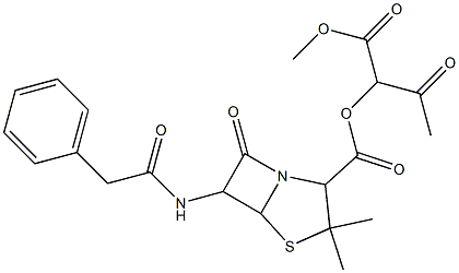 3,3-Dimethyl-7-oxo-6-(benzylcarbonylamino)-4-thia-1-azabicyclo[3.2.0]heptane-2-carboxylic acid 1-(methoxycarbonyl)-2-oxopropyl ester Struktur