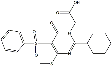 2-Cyclohexyl-4-methylthio-5-phenylsulfonyl-6-oxopyrimidine-1(6H)-acetic acid Struktur