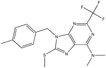 6-Dimethylamino-9-(4-methylbenzyl)-2-trifluoromethyl-8-methylthio-9H-purine Struktur