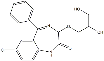 1,3-Dihydro-7-chloro-3-(2,3-dihydroxypropoxy)-5-phenyl-2H-1,4-benzodiazepin-2-one Struktur