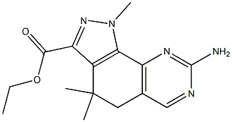 8-Amino-1,4,4-trimethyl-4,5-dihydro-1H-1,2,7,9-tetraaza-cyclopenta[a]naphthalene-3-carboxylic acid ethyl ester Struktur