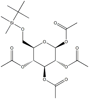 1,2,3,4-Tetra-O-acetyl-6-O-(tert-butyldimethylsilyl)-b-D-glucopyranose Struktur