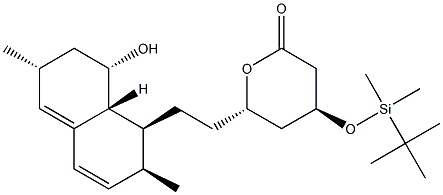 (4S,6S)-4-(tert-Butyldimethylsilyloxy)-6-(2-((1S,2S,6R,8S,8aR)-8-hydroxy-2,6-dimethyl-1,2,6,7,8,8a-hexahydronaphthalen-1-yl)ethyl)tetrahydro-2H-pyran-2-one Struktur