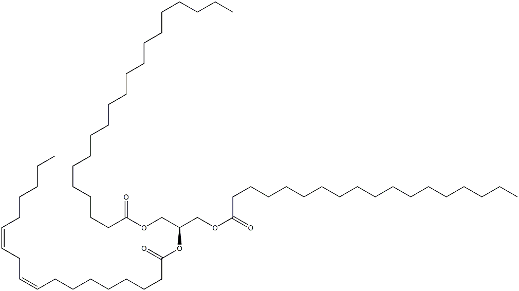 1-octadecanoyl-2-(9Z,12Z-octadecadienoyl)-3-eicosanoyl-sn-glycerol Struktur