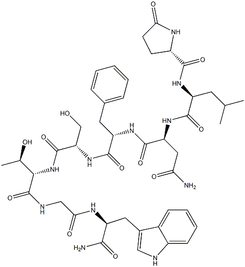 pyroglutamyl-leucyl-asparaginyl-phenylalanyl-seryl-threonyl-glycyl-tryptophanamide Struktur