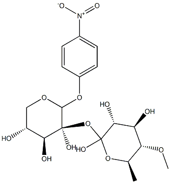 4-nitrophenyl-2-(4-O-methylglucopyranuronosyl)xylopyranoside Struktur