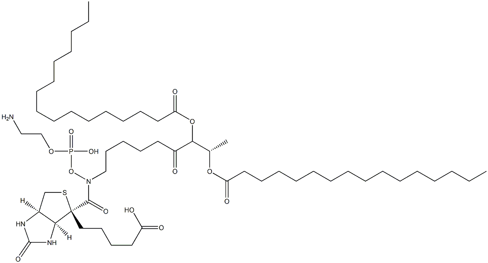 N-(((6-biotinoyl)amino)hexanoyl)-1,2-dihexadecanoyl-sn-glycero-3-phosphoethanolamine Struktur