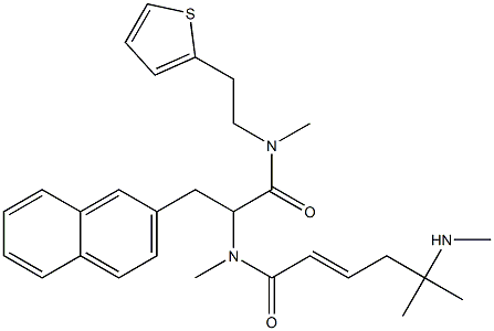 5-methyl-5-(methylamino)-N-methyl-N-(1-(N-methyl-N-(2-(2-thienyl)ethyl)carbamoyl)-2-(2-naphthyl)ethyl)hex-2-enamide Struktur