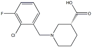 (3R)-1-(2-chloro-3-fluorobenzyl)piperidine-3-carboxylic acid Struktur