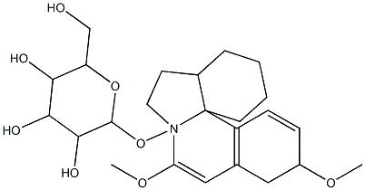 2-[(8,11-dimethoxy-4,5,10,11-tetrahydro-2H-indolo[7a,1-a]isoquinolin-7-yl)oxy]-6-(hydroxymethyl)tetrahydro-2H-pyran-3,4,5-triol Struktur