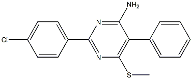 2-(4-chlorophenyl)-6-(methylthio)-5-phenylpyrimidin-4-amine Struktur