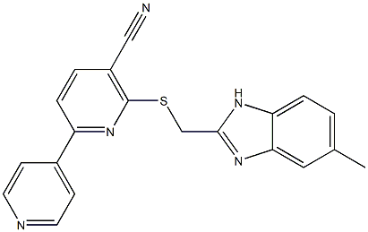 6-{[(5-methyl-1H-benzimidazol-2-yl)methyl]thio}-2,4'-bipyridine-5-carbonitrile Struktur