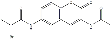 N1-[3-(acetylamino)-2-oxo-2H-chromen-6-yl]-2-bromopropanamide Struktur