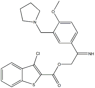 1-[5-({[(3-chloro-1-benzothiophen-2-yl)carbonyl]oxy}ethanimidoyl)-2-methoxybenzyl]pyrrolidine Struktur