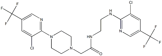 N-(2-{[3-chloro-5-(trifluoromethyl)-2-pyridinyl]amino}ethyl)-2-{4-[3-chloro-5-(trifluoromethyl)-2-pyridinyl]piperazino}acetamide Struktur