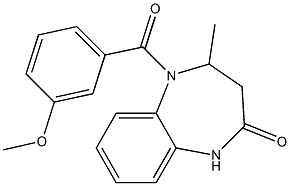 5-(3-methoxybenzoyl)-4-methyl-1,3,4,5-tetrahydro-2H-1,5-benzodiazepin-2-one Struktur