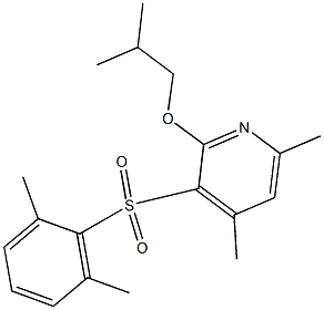 3-[(2,6-dimethylphenyl)sulfonyl]-2-isobutoxy-4,6-dimethylpyridine Struktur