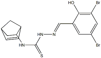 N1-bicyclo[2.2.1]hept-5-en-2-yl-2-(3,5-dibromo-2-hydroxybenzylidene)hydrazine-1-carbothioamide Struktur