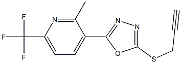 2-[2-methyl-6-(trifluoromethyl)-3-pyridyl]-5-(prop-2-ynylthio)-1,3,4-oxadiazole Struktur