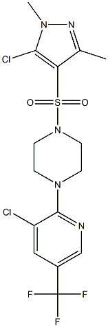 1-[(5-chloro-1,3-dimethyl-1H-pyrazol-4-yl)sulfonyl]-4-[3-chloro-5-(trifluoromethyl)-2-pyridinyl]piperazine Struktur