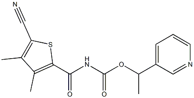 1-(3-pyridyl)ethyl N-[(5-cyano-3,4-dimethyl-2-thienyl)carbonyl]carbamate Struktur