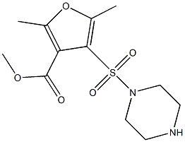 methyl 2,5-dimethyl-4-(piperazin-1-ylsulfonyl)-3-furoate Struktur