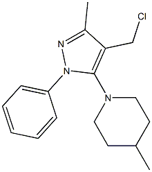 1-[4-(chloromethyl)-3-methyl-1-phenyl-1H-pyrazol-5-yl]-4-methylpiperidine Struktur