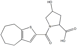 1-{4H,5H,6H,7H,8H-cyclohepta[b]thiophen-2-ylcarbonyl}-4-hydroxypyrrolidine-2-carboxylic acid Struktur