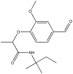 2-(4-formyl-2-methoxyphenoxy)-N-(2-methylbutan-2-yl)propanamide Struktur