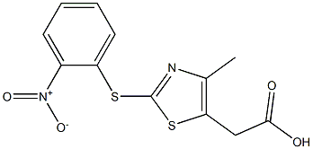 2-{4-methyl-2-[(2-nitrophenyl)sulfanyl]-1,3-thiazol-5-yl}acetic acid Struktur